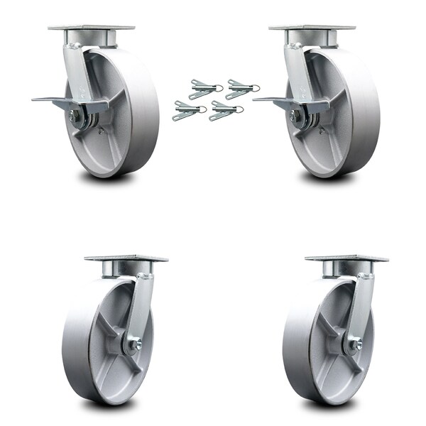 Service Caster 8 Inch Kingpinless Semi Steel Wheel Caster Swivel Locks 2 Brakes SCC, 4PK SCC-KP30S820-SSR-SLB-BSL-2-BSL-2 - main